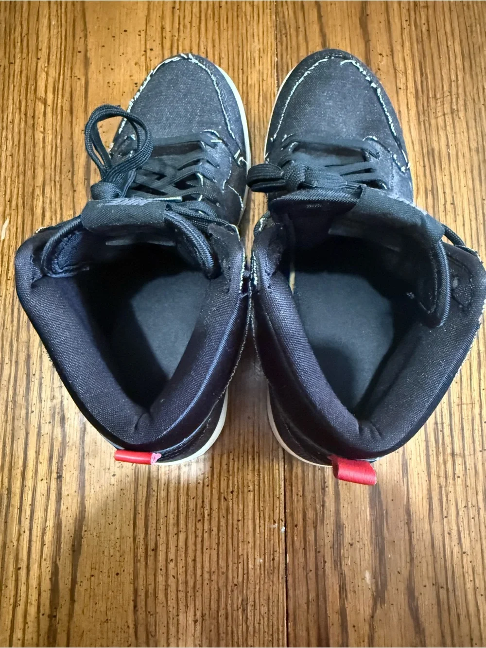 Nike dunk high comfort black denim 705434-001 ***Rare Find***